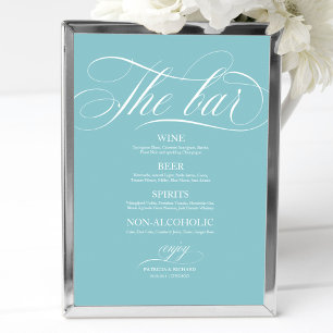 Hochzeitsmenü Bar Sign Chic Purist blau Poster