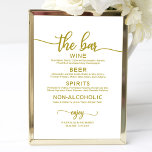 Hochzeitsmenü Bar signieren Rustikale Chic Calligr Poster<br><div class="desc">Hochzeitsmenü Bar signieren Rustikale Chic Calligrafy Gold</div>