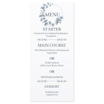 Hochzeitsmenü Blau Ginkgo Floraler Kranz Botanisch