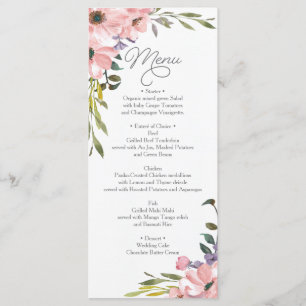 Hochzeitsmenü - Brautparty Menu Tee Rose Menükarte