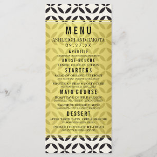 Hochzeitsmenü   Creme & Schwarzes geometrisches Mu Menükarte