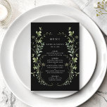 Hochzeitsmenü der Black Elegante Watercolor Wildbl Menükarte<br><div class="desc">Dieses elegante Hochzeitsmenü besticht durch hübsche handbemalte Aquarellfarben,  die als Kranz angeordnet sind und sich ideal für den Frühling,  den Sommer oder für Hochzeiten im Herbst eignen. Für eine weiter gehende Anpassung dieses Designs klicken Sie bitte auf den BUTTON BLAU DESIGN TOOL oben! Matching-Elemente sind ebenfalls verfügbar.</div>