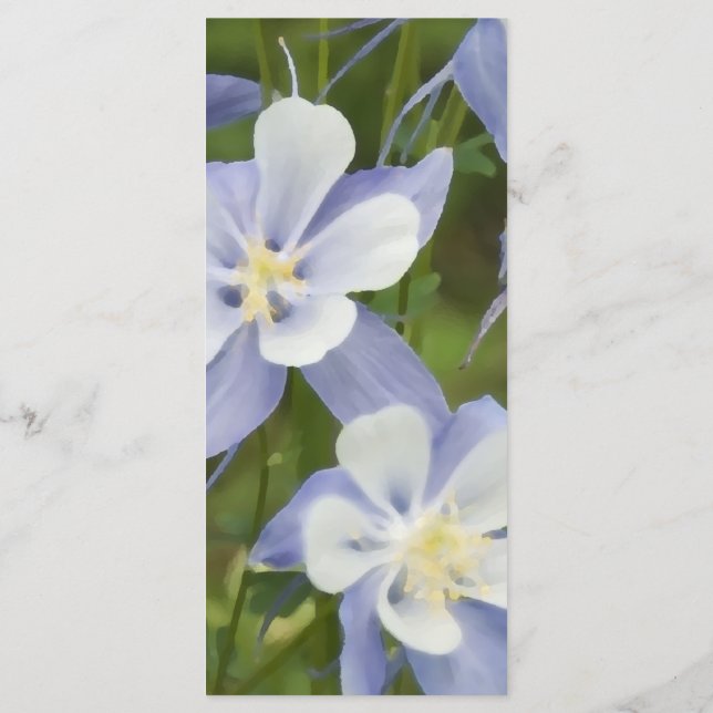 Hochzeitsmenü der Blue Columbine Blume Menükarte (Rückseite)