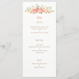 Hochzeitsmenü der Blume Peach Menükarte