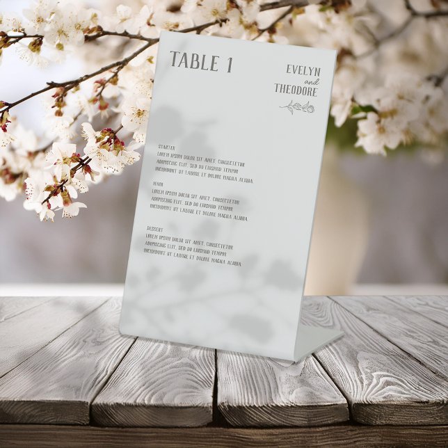 Hochzeitsmenü der eleganten neutralen Linie Blume Sockelschild (Von Creator hochgeladen)