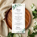 Hochzeitsmenü der geometrischen Blumengrün Menükarte<br><div class="desc">Machen Sie sich bereit, sich von unserer atemberaubenden goldgrünen Hochzeitssuite zu verzaubern! Dieses exquisite Design besticht durch einen eleganten geometrischen Rahmen, der schön mit zarten grünen Blätter und Blumenbildern dekoriert ist. Mit seiner modernen, schicken Kalligraphie ist es die ideale Touch für Ihre bezaubernde Hochzeit zum Thema Garten. Wenn Sie besondere...</div>