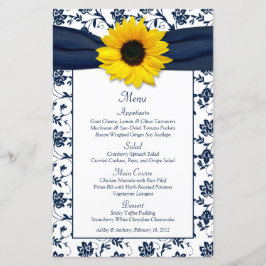 Hochzeitsmenü der Hochzeitskarte "Sonnenblume Navy