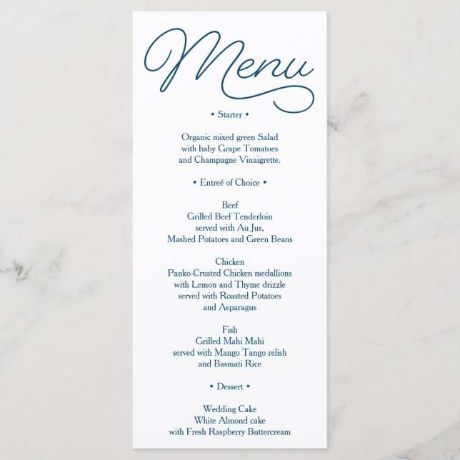 Hochzeitsmenü der Marine - Brautparty Menu - Belie Menükarte (Vorderseite)