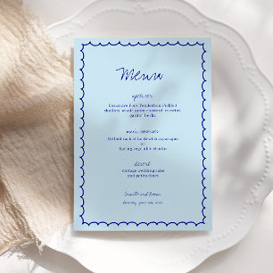 Hochzeitsmenü der modernen blauen mediterranen Mus Einladung