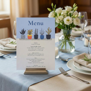 Hochzeitsmenü der Pflanze des hellen Potted House Menükarte