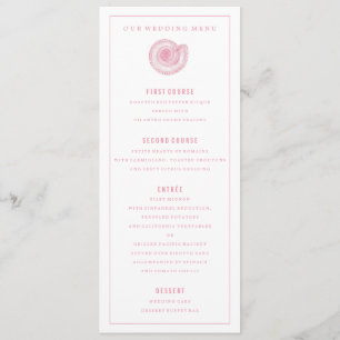 Hochzeitsmenü der Rosa-Muschel Menükarte