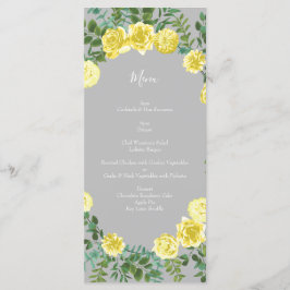 Hochzeitsmenü der Rose "Light Yellow & Gray Peony" Menükarte