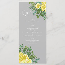 Hochzeitsmenü der Rose "Light Yellow & Gray Peony" Menükarte