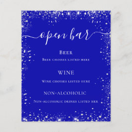 Hochzeitsmenü des Royal Blue Glitzer Bar Flyer