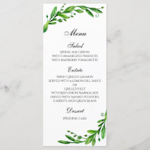Hochzeitsmenü draußen. Speisekarte "Green Dinner"