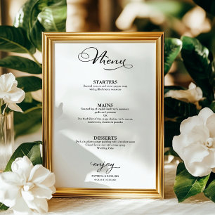 Hochzeitsmenü Einfach Elegante Kalligrafie Poster