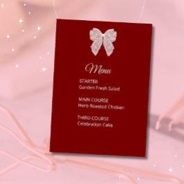 Hochzeitsmenü Elegant Burgunder Spitze Schleife Ka Menükarte