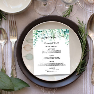Hochzeitsmenü Eukalyptus Grünzeug Wald Farne Flyer