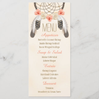 Hochzeitsmenü für mit Monogramm Goldkorallen Menükarte