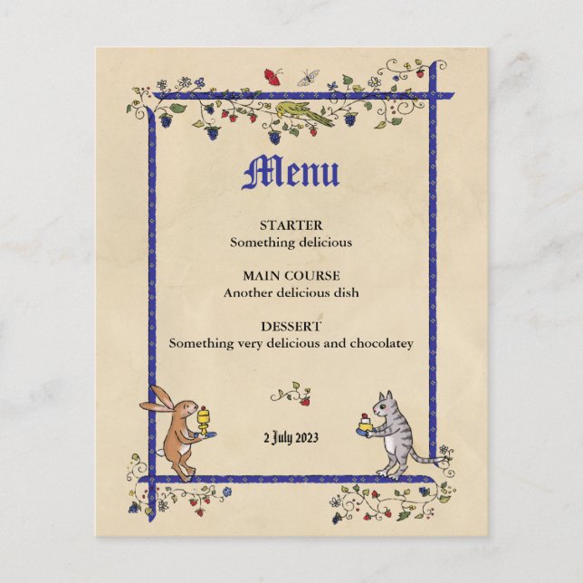 Hochzeitsmenü für mittelalterliche Tiere (Vorderseite)