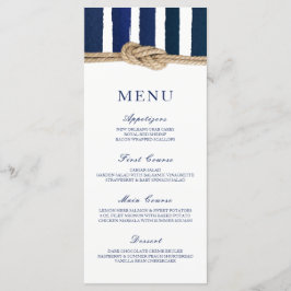 Hochzeitsmenü für Nautic Knot Navy-Streifen Menükarte