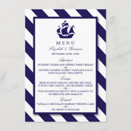 Hochzeitsmenü für Nautische Streifen und Navy Blue Menükarte