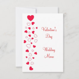 Hochzeitsmenü für Red Hearts Design Valentinstag Einladung