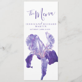 Hochzeitsmenü für Riesenviolette Blumen Menükarte