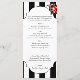 Hochzeitsmenü für Schwarz-weiße Rote Rosen Menükarte