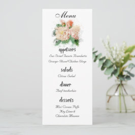 Hochzeitsmenü für Shabby Chic-Rose Menükarte