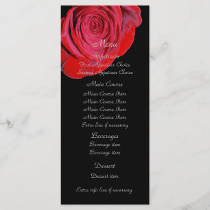 Hochzeitsmenü für Single Rote Rose Menükarte