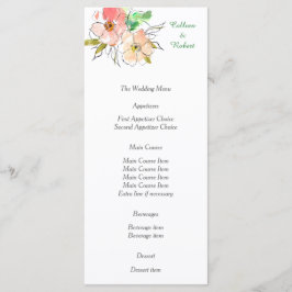 Hochzeitsmenü für Wasserfarben Menükarte