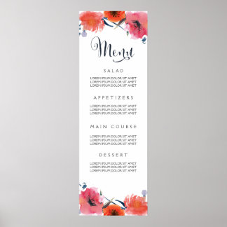 Hochzeitsmenü für Wasserfarben Poster