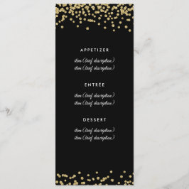 Hochzeitsmenü Gold Imitate Glitzer Confetti Black Menükarte