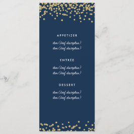 Hochzeitsmenü Gold Imitats Glitzer Confetti Navy B Menükarte