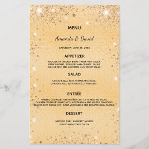 Hochzeitsmenü gold metallischer Glitterstaub elega