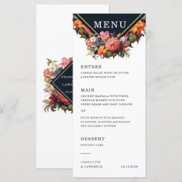Hochzeitsmenü im Vintagen Blumenstil und Retro Menükarte