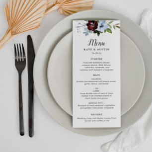 Hochzeitsmenü in Burgund Menükarte