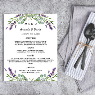 Hochzeitsmenü-Lavendel-Eukalyptus-Grün