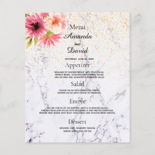 Hochzeitsmenü Marmor Rosa Blumen