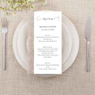 Hochzeitsmenü, Minimalistisches Script Menükarte