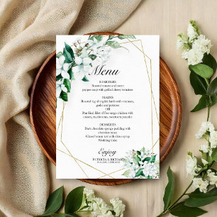 Hochzeitsmenü mit elegantem geometrischem Blumengr Menükarte