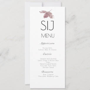Hochzeitsmenü mit Minimalistischem Wasserfarbenled Feiertagskarte