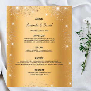 Hochzeitsmenü mit vergoldetem metallischem Glitzer