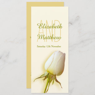 Hochzeitsmenü mit weißer Rose Einladung