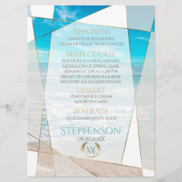 Hochzeitsmenü | Moderner geometrischer Strand für Menükarte