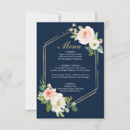 Hochzeitsmenü oder Brautparty für Navy Blue Gold B Einladung