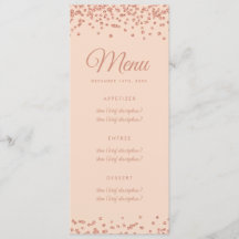 Hochzeitsmenü Rose Gold Imitats Glitzer Confetti B