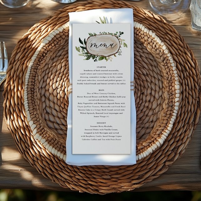 Hochzeitsmenü: rustikale Blumenzwiebeln und Holzli Menükarte (Von Creator hochgeladen)