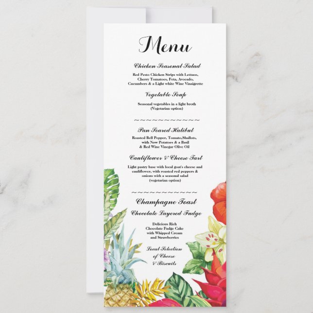 Hochzeitsmenü Rustikale Luau Aloha Karten (Vorderseite)